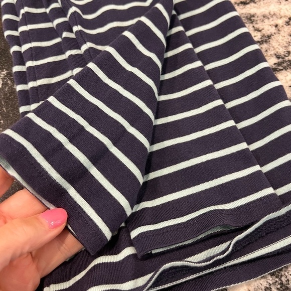 Anthropologie  Leifnotes navy and aqua 3/4 length sleeves top with ruffle - Picture 8 of 12